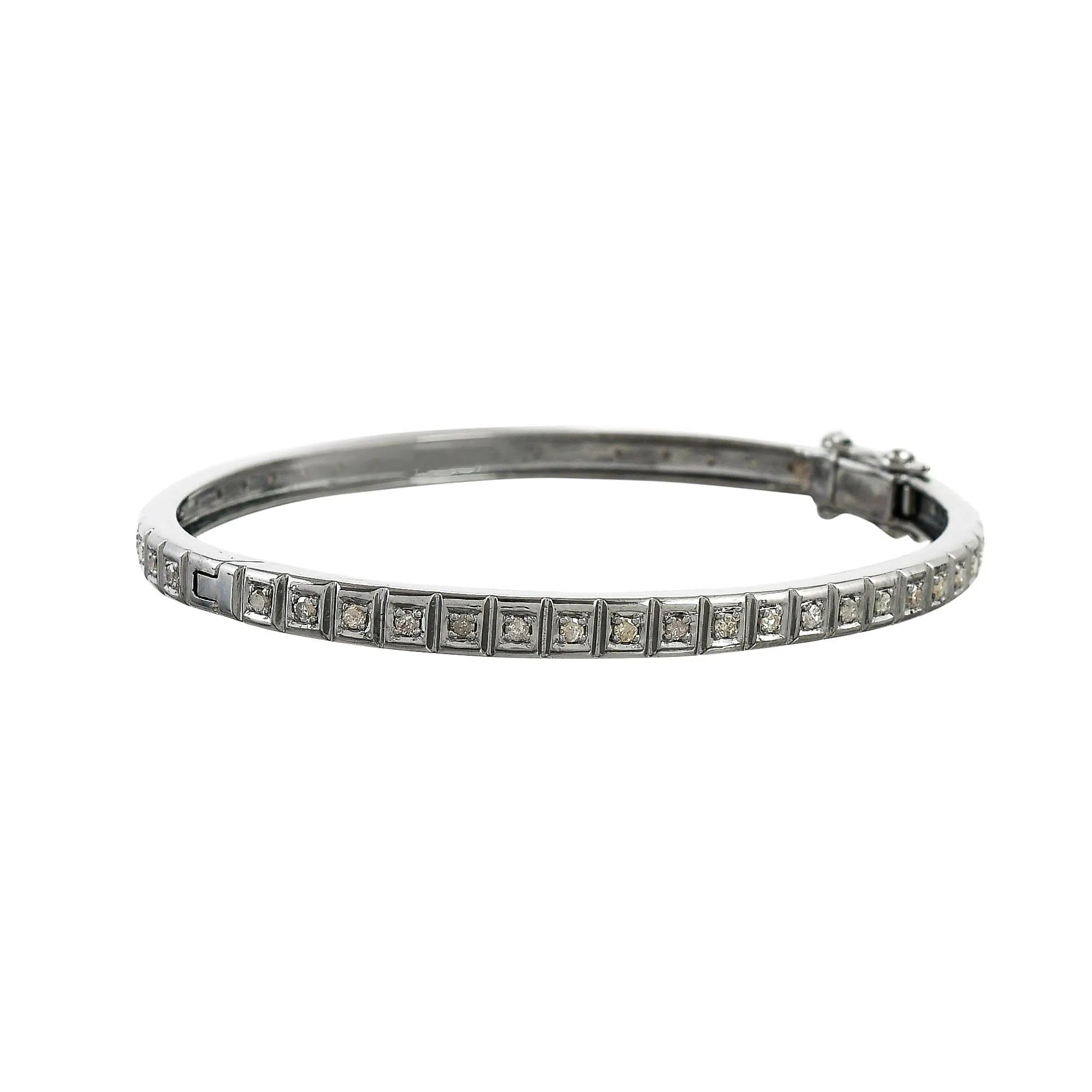 Geometric Diamond Openable Bangle