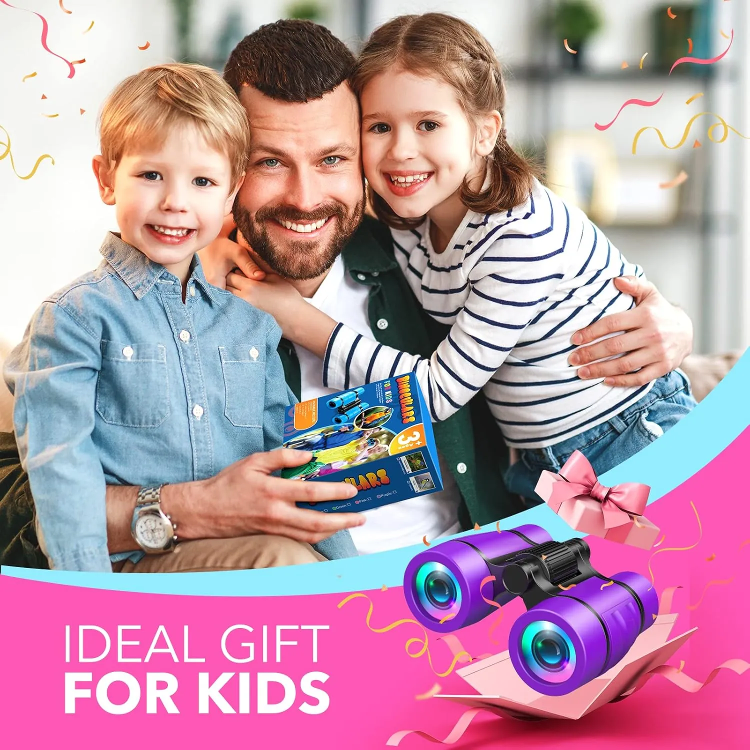 Girls Toys Age 3-7: LET'S GO! Compact Bird Watching Binoculars for Kids Ages 3 4 5 6 7 Year Old Girl Boy Gifts Idea Outside Travel Educational Toy for Kid Preschool Toddler Gift