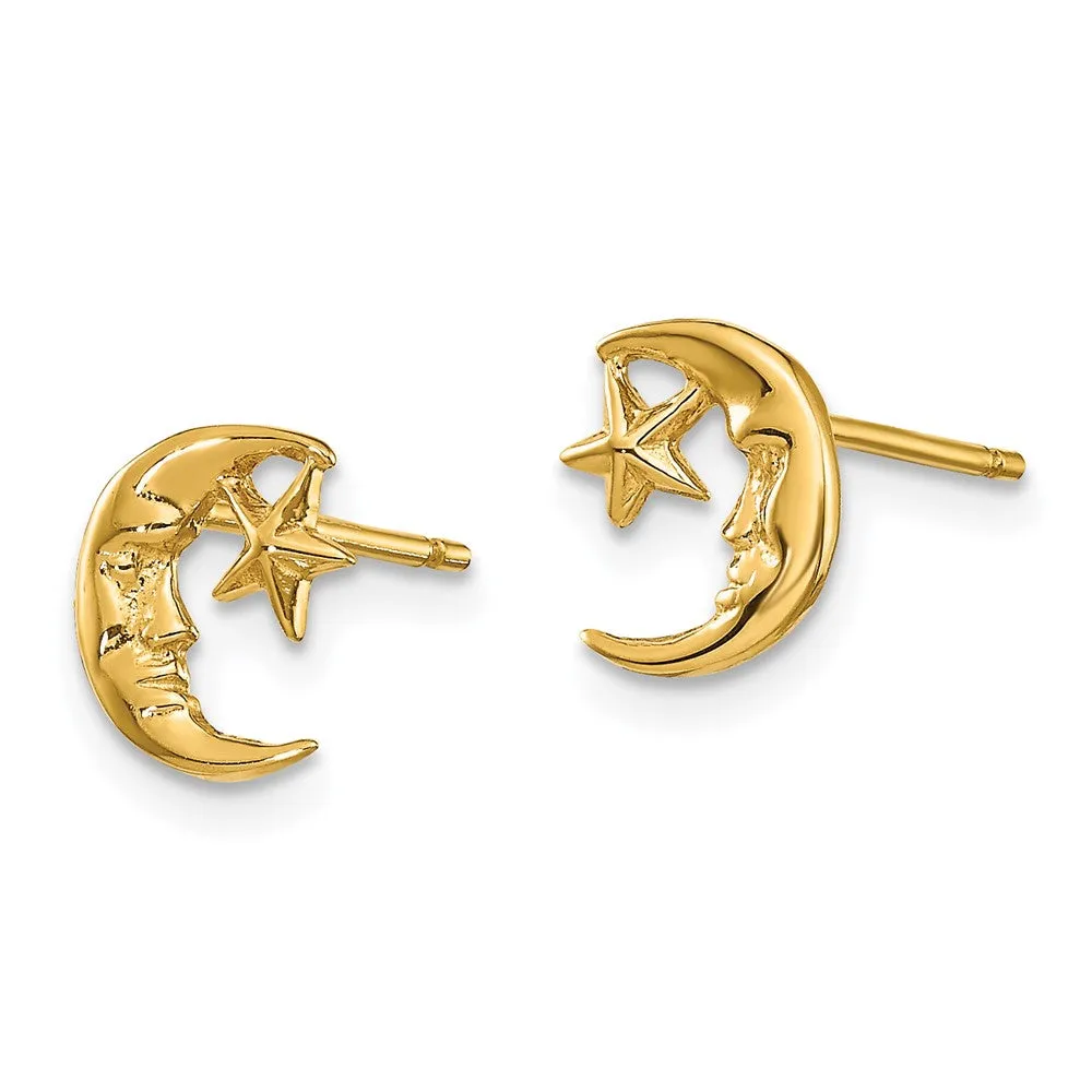 Gold Moon and Star Post Earrings - Model TC620