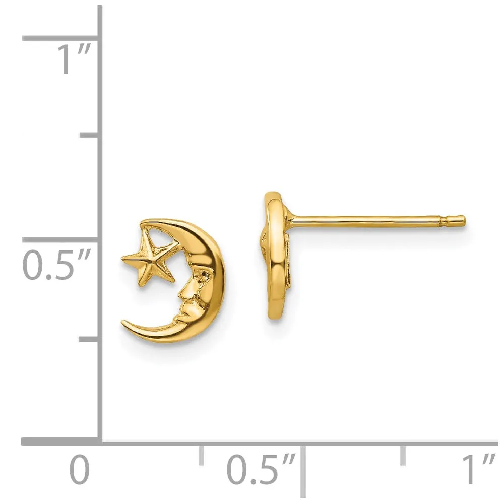 Gold Moon and Star Post Earrings - Model TC620