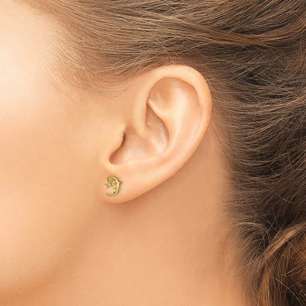 Gold Moon and Star Post Earrings - Model TC620