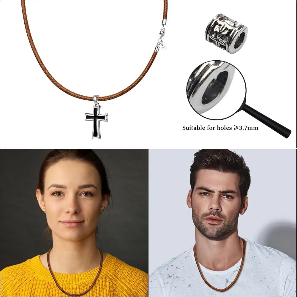 Leather Necklace for Men Women 925 silver buckle Cord Chain Waterproof 18''-24''optional 2.5mm Rope Chain DIY for Pendant With gift box