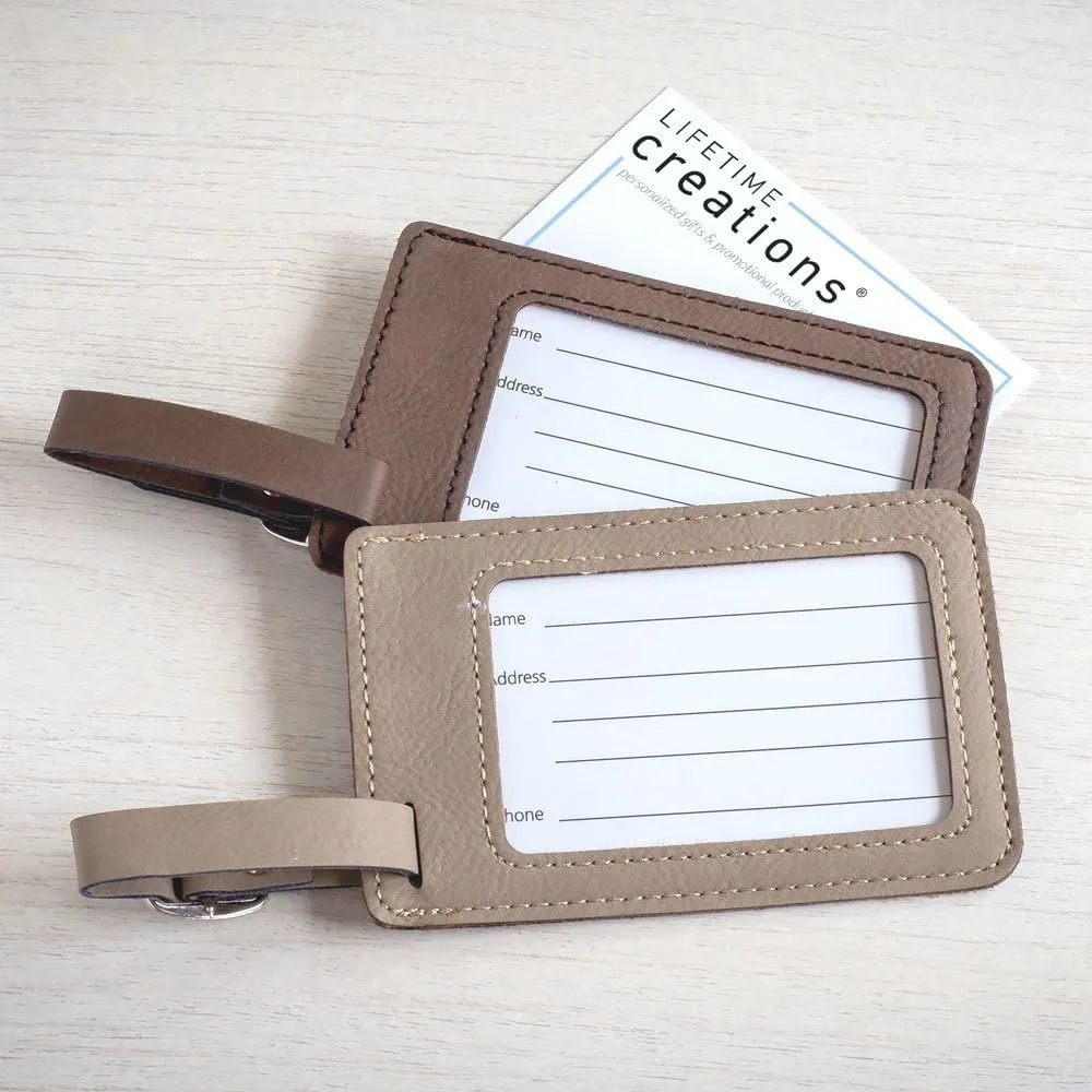 Lifetime Creations Personalized Wedding Luggage Tags Pair - Vegan Leather Wedding Bag Tags Newlyweds (Black & Gray)
