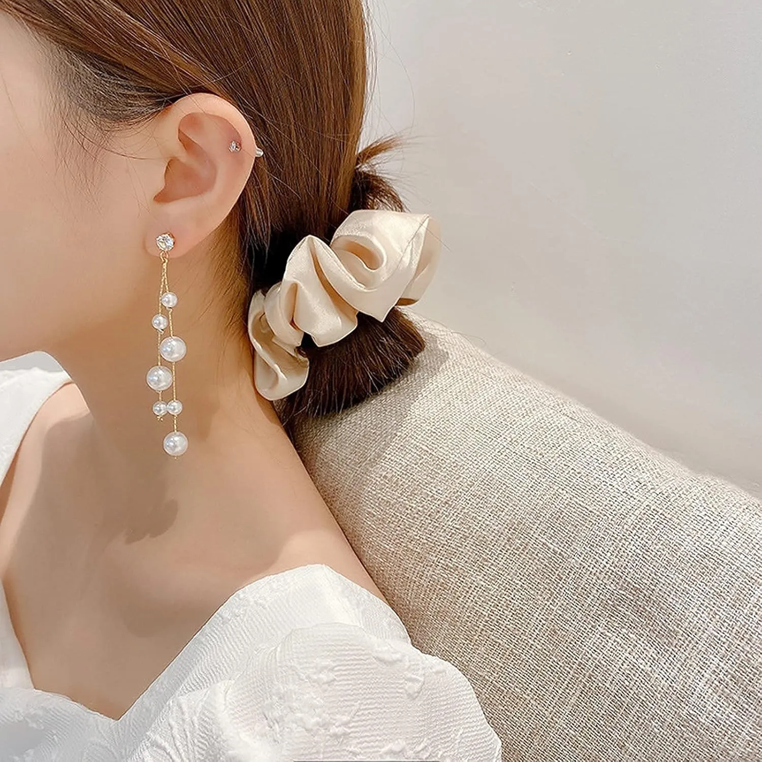 Long Tassel Pearl Dangle Earrings for Women Girls - Dangling Hanging Baroque Simulated Freshwater Pearl Drop Dangle EarringBridal Wedding Gift
