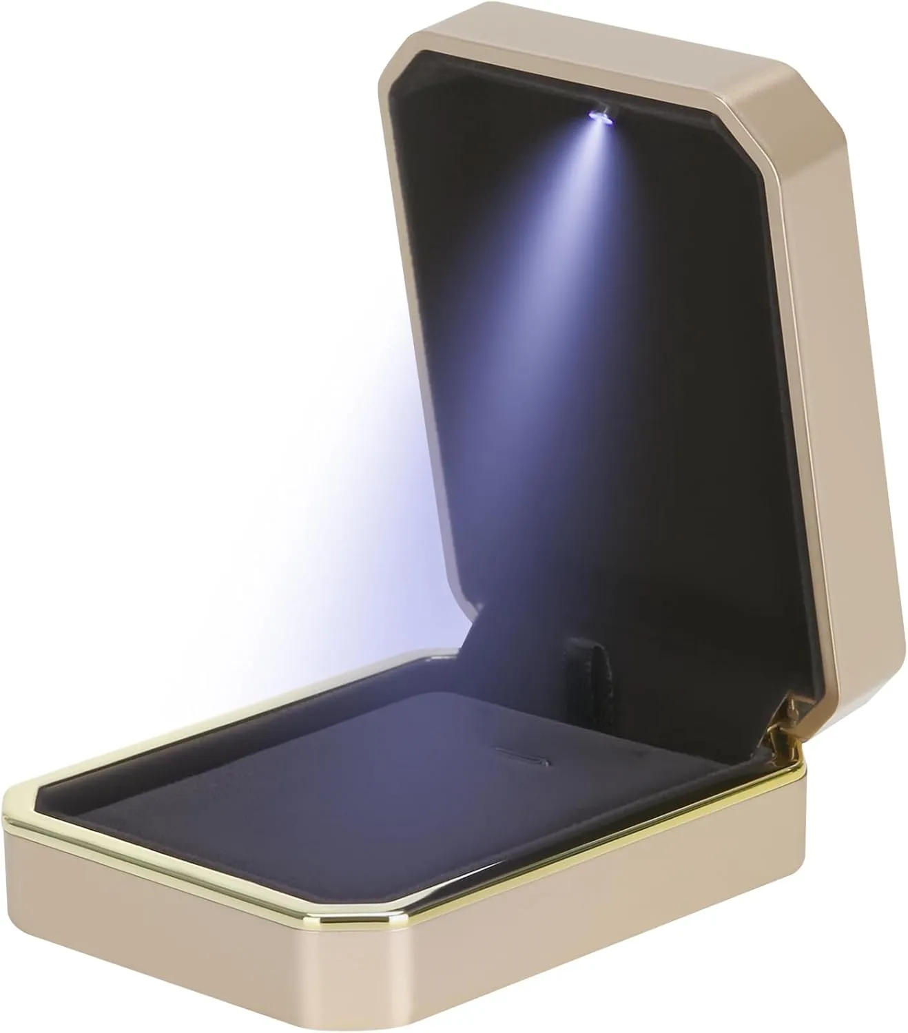 Luxury LED Pendant Necklace Gift Box with LED Light, Velvet Jewelry Storage Display Case for Proposal Engagement Wedding Anniversary Birthday Valentine's Day (Gold)
