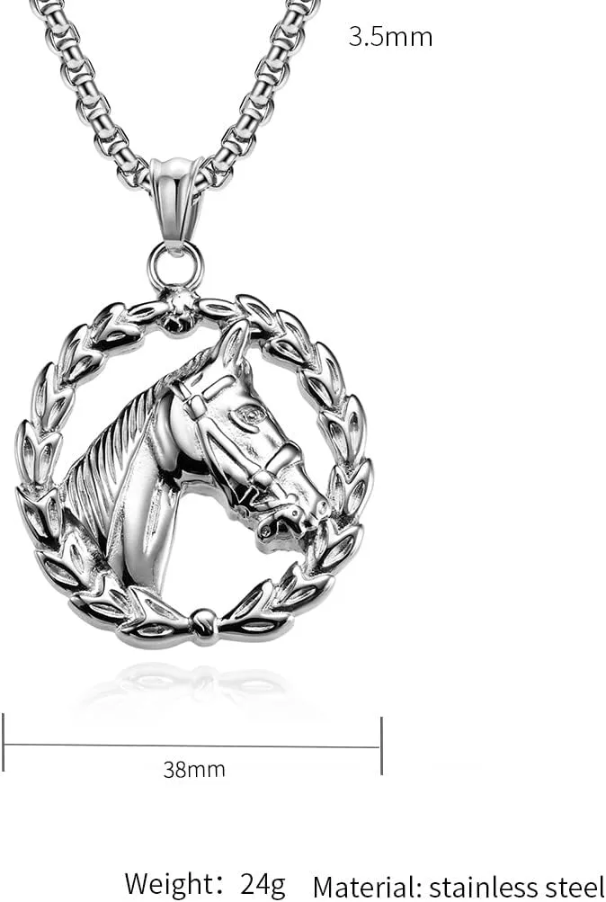 Men's Stainless Steel Horse Head Pendant Necklace Rock Punk Animal Jewelry