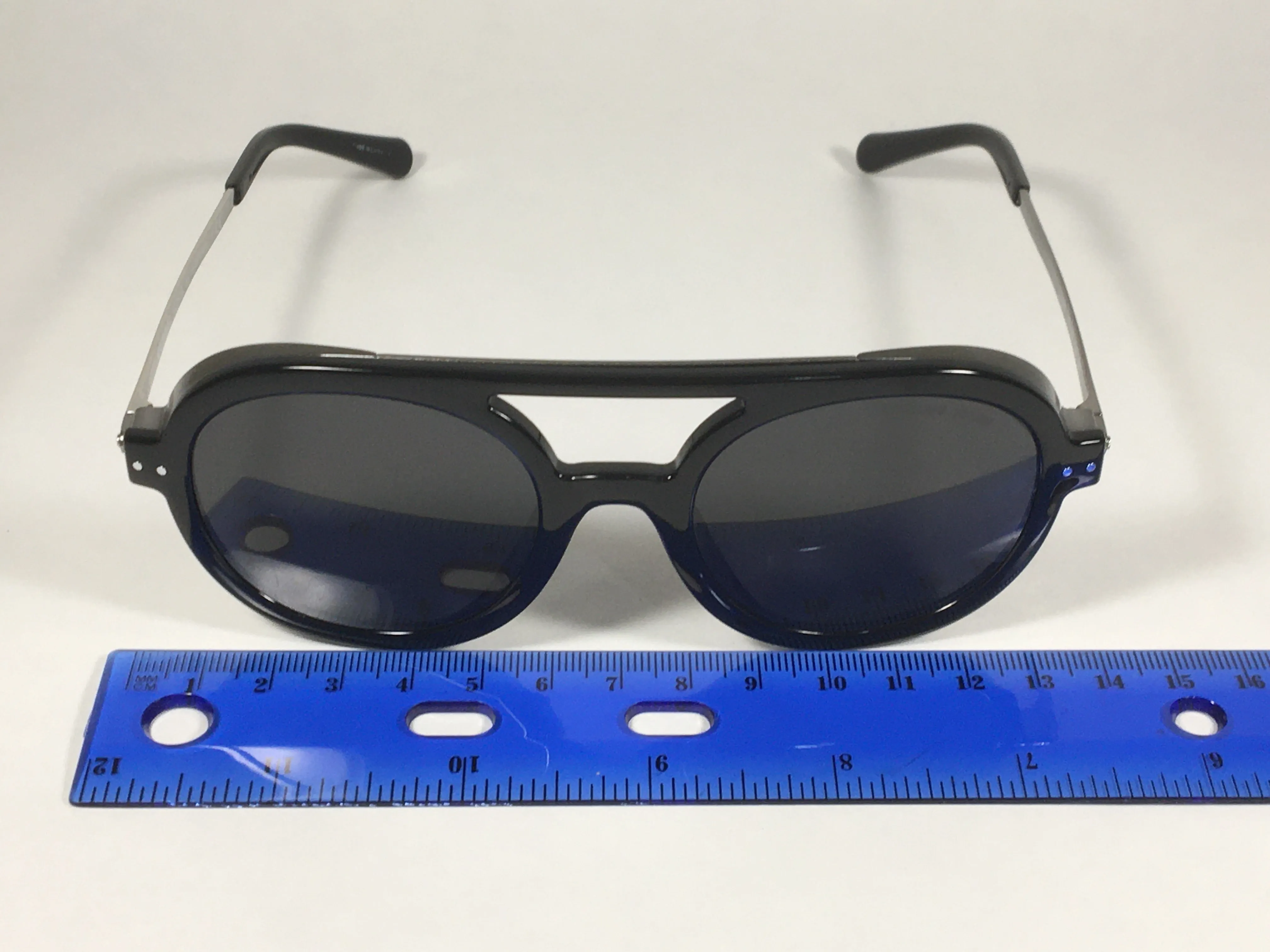 Michael Kors Vail Round Aviator Sunglasses Shiny Black Frame Gray Lens MK-1042U
