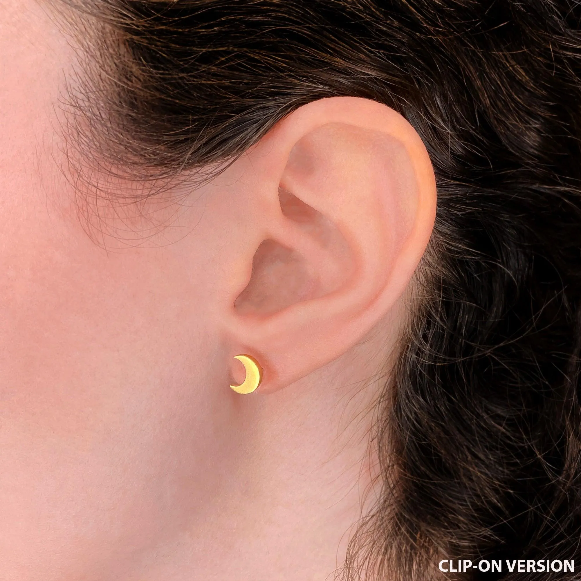 MOON STUD CLIP-ON EARRINGS IN GOLD