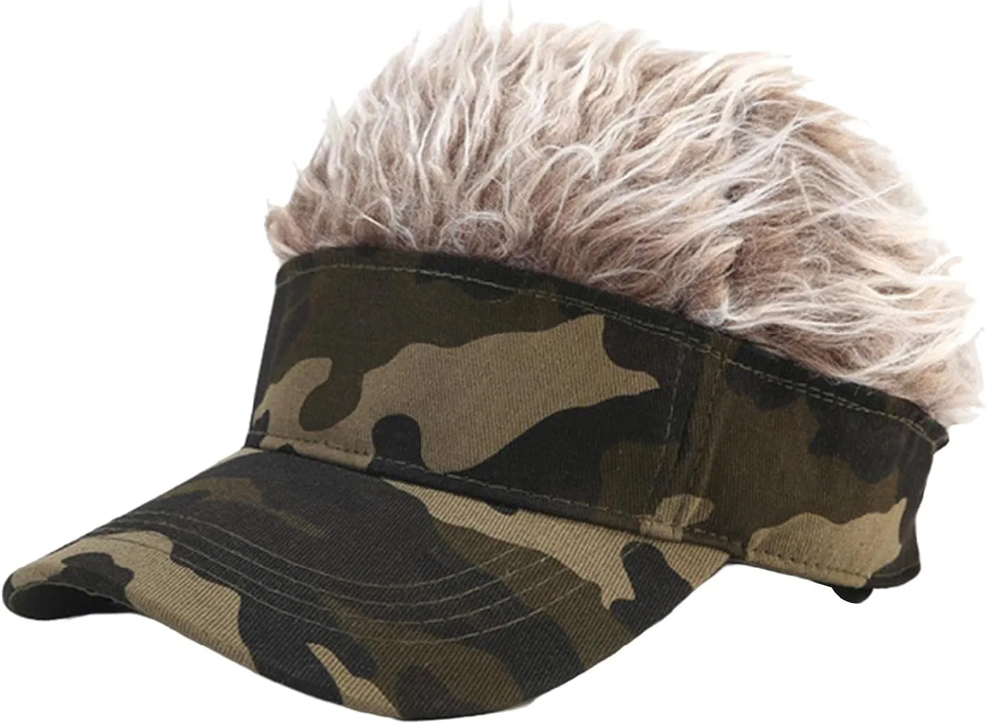 Novelty Sun Visor Cap Wig Peaked Adjustable Baseball Hat with Spiked Hair