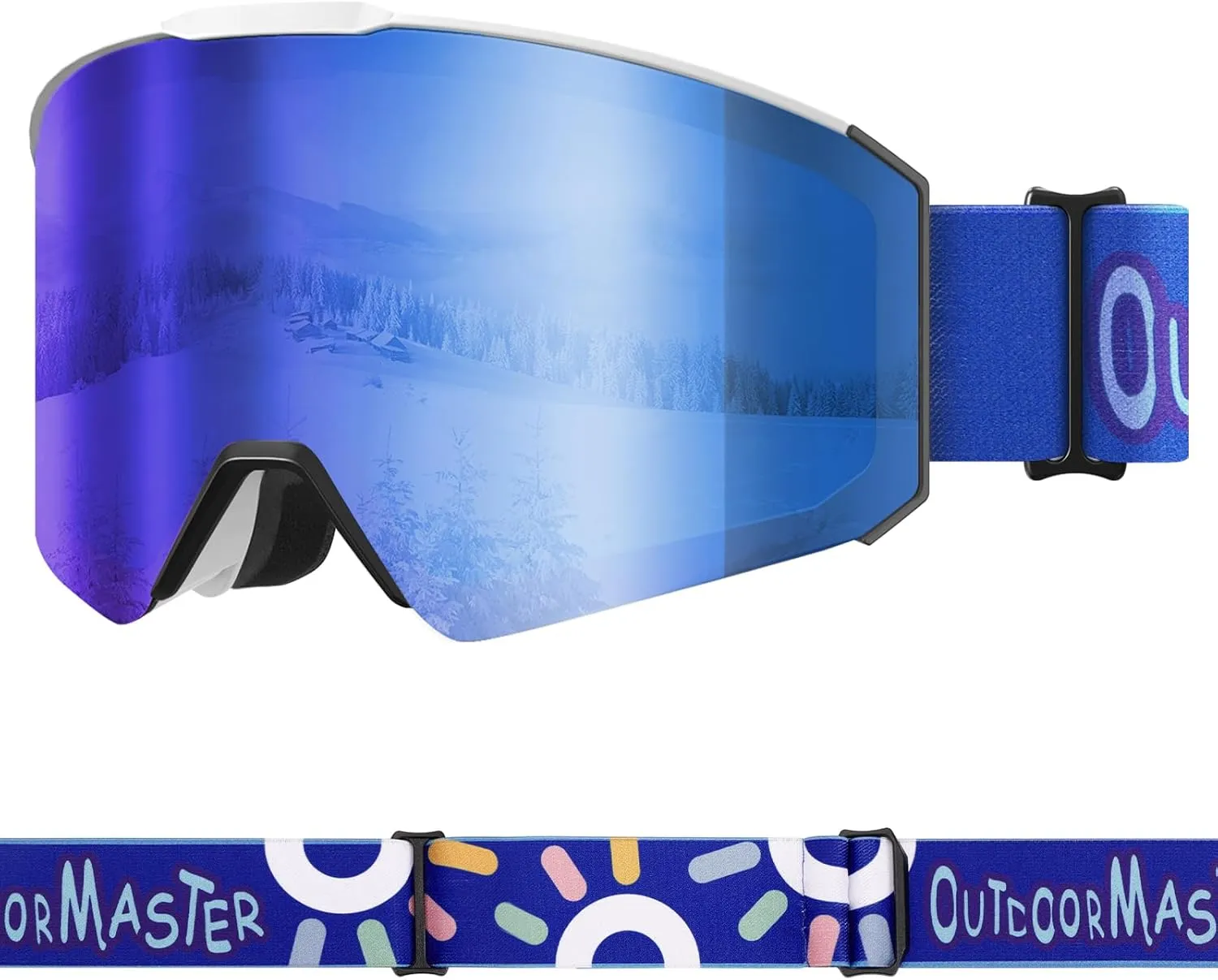 OutdoorMaster Falcon Kids Ski Goggles-Magnetic Interchangeable Lens, Anti Fog UV Protection OTG Snowboard Goggles for Youth