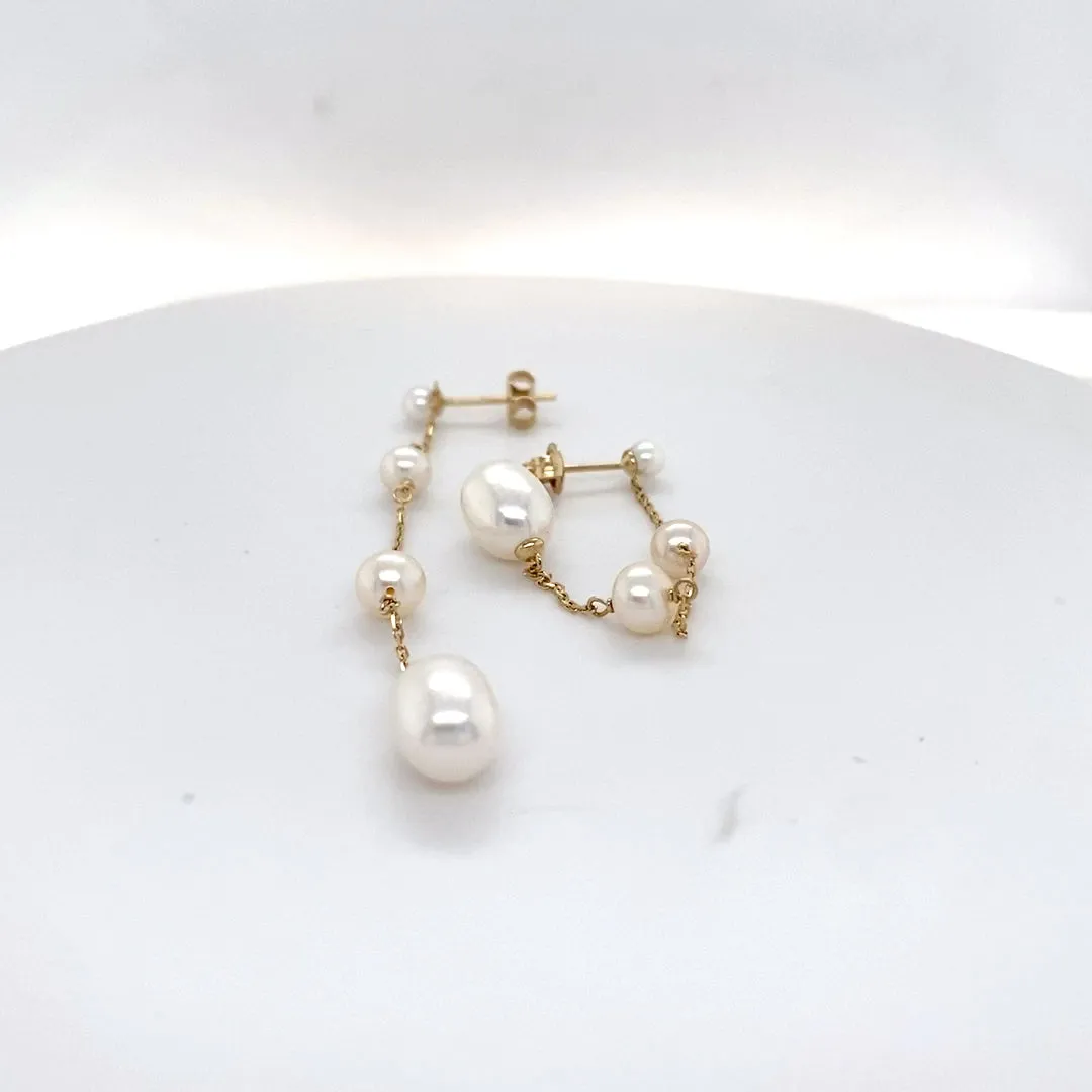 Pearl and Chain Drop Earrings