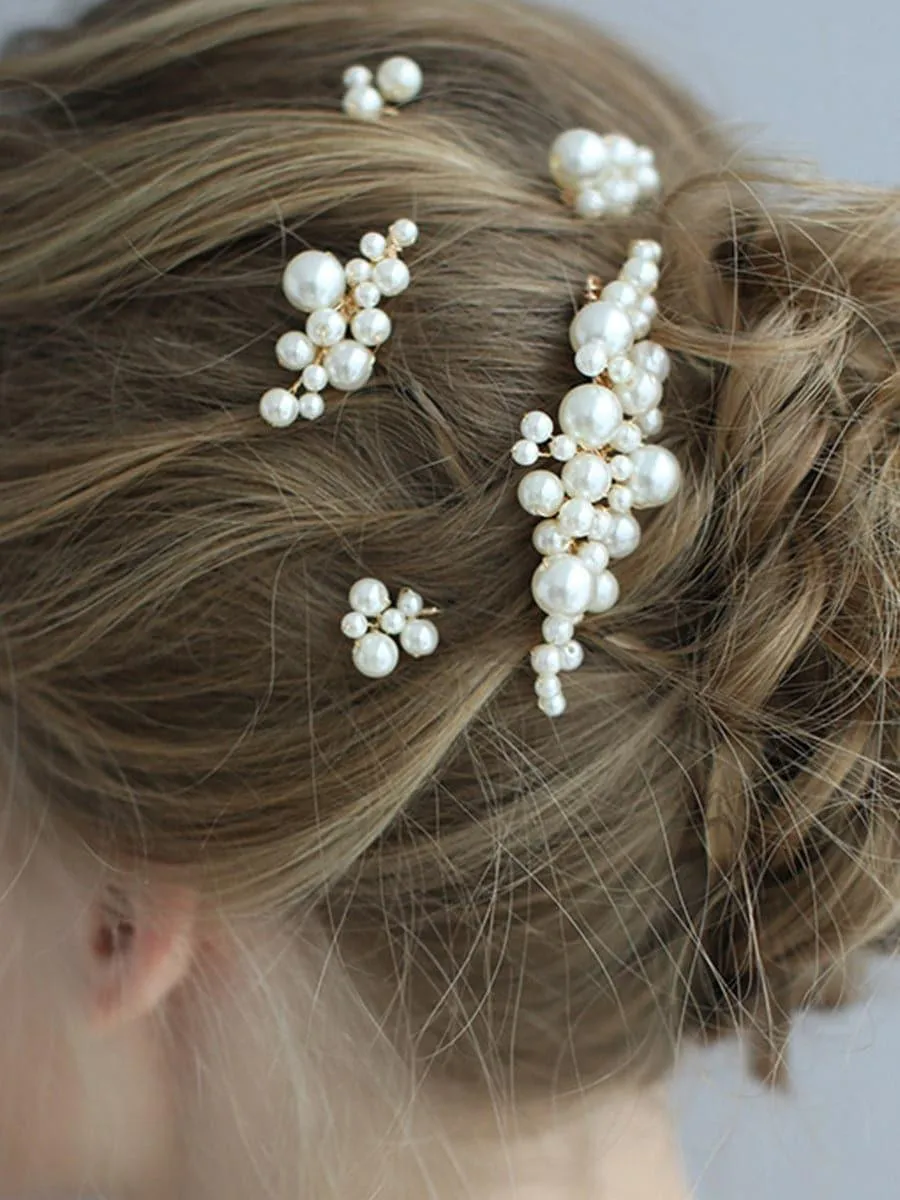 Pearl Hairpin Hair Comb Wedding Headpieces 5PCS Set MTS0005