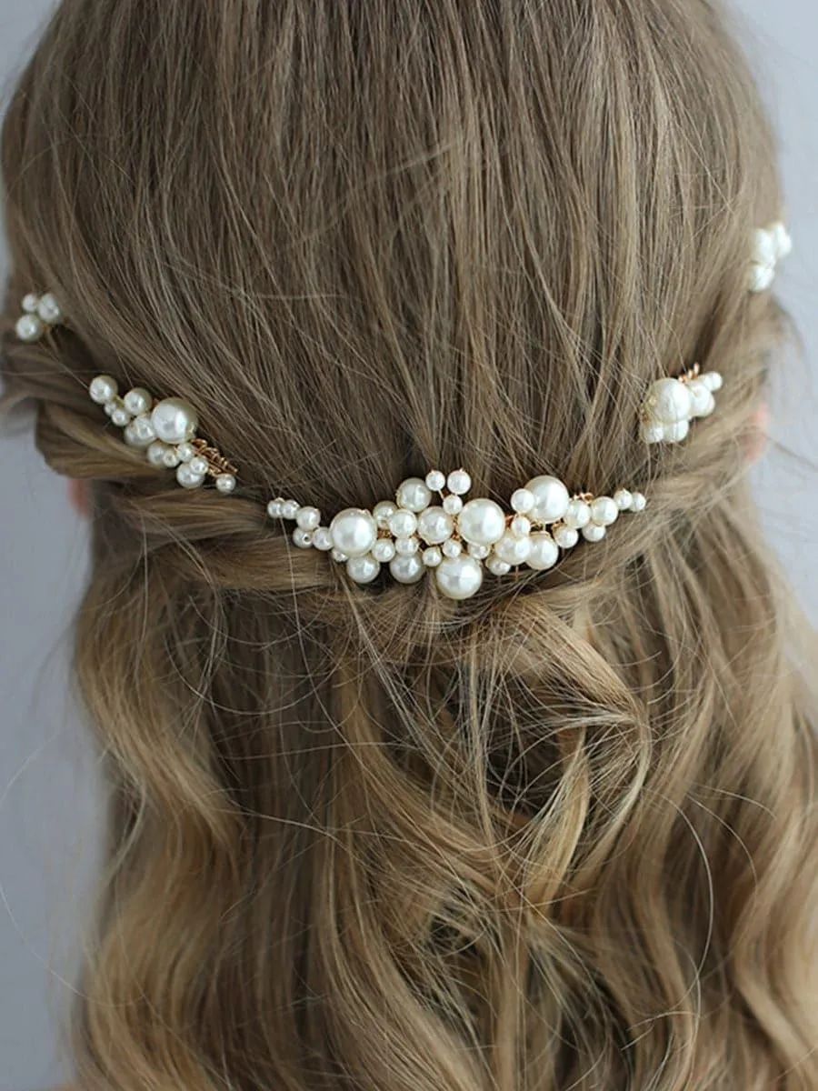 Pearl Hairpin Hair Comb Wedding Headpieces 5PCS Set MTS0005