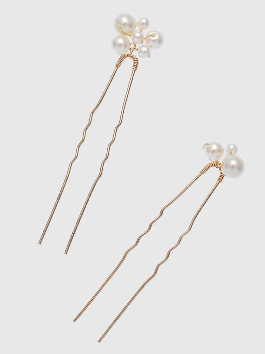 Pearl Hairpin Hair Comb Wedding Headpieces 5PCS Set MTS0005