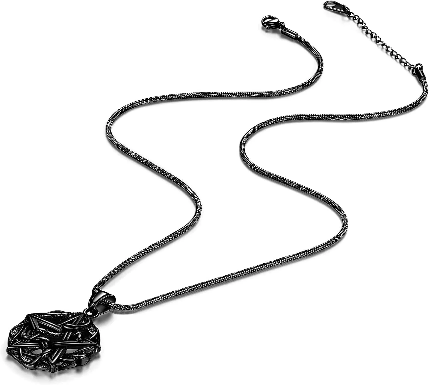 Pentagram Pentacle Wiccan Necklace -Star Satanic Pendant 316L Stainless Steel Traditional Seal of Solomon Tetragrammaton Eliphas Levi's Pentagra Wicca Punk Retro Jewelry