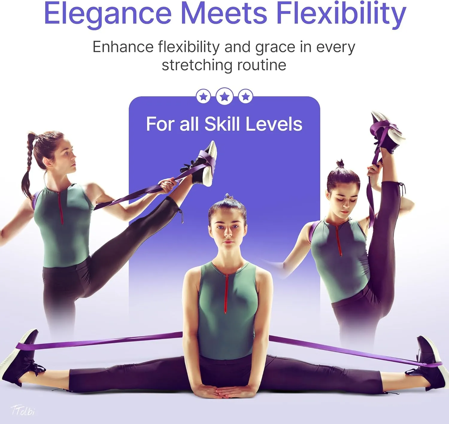 Premium Stretch Bands for Dancers - Flexibility & Ballet Stretching Band, Dance Equipment for Splits & Strength, Ideal Gifts for Ballet, Gymnastics, Cheerleading, Yoga and Pilates Training Stuff