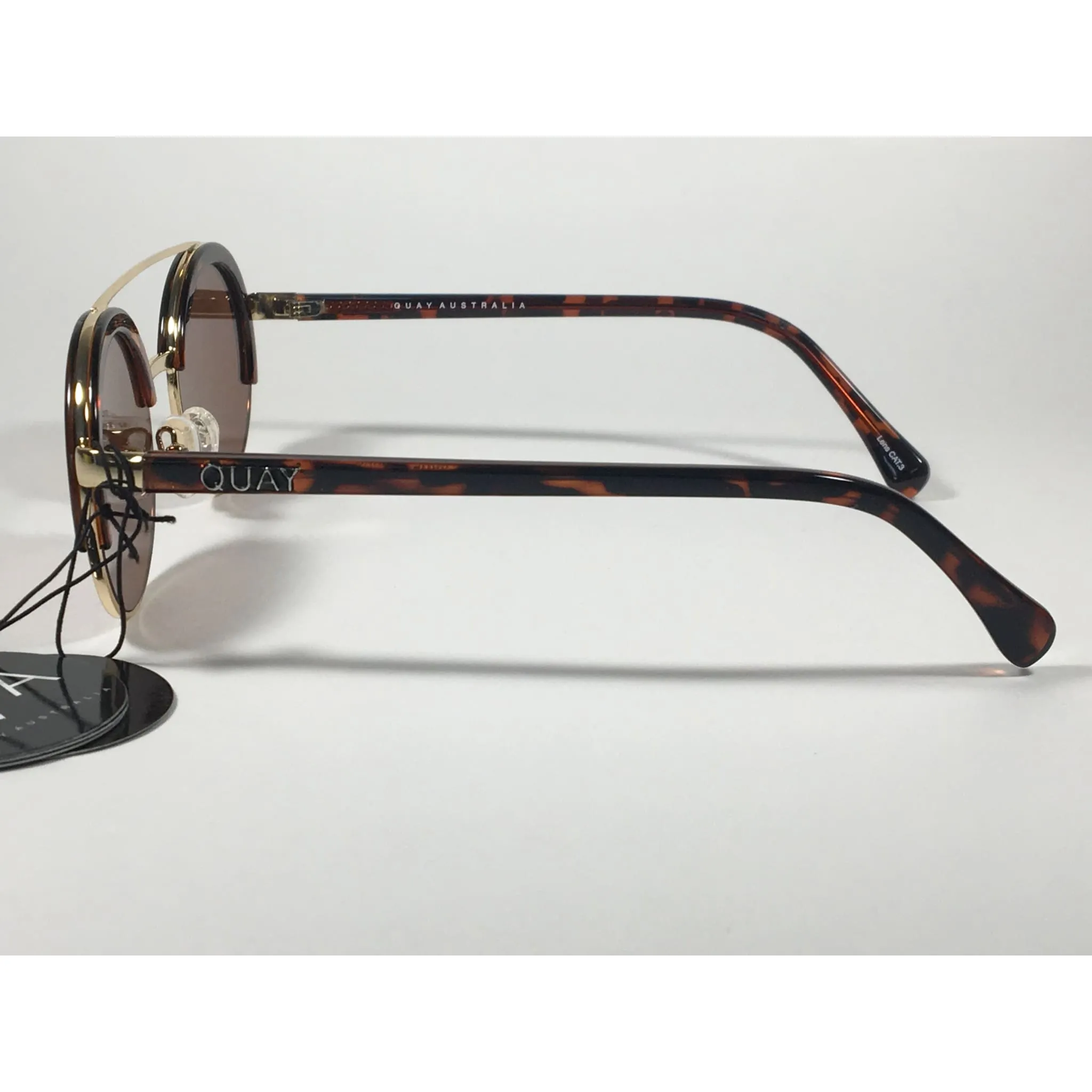 Quay Australia QW000365 TORT/BRN Come Around Round Brown Bar Sunglasses Tortoise Gold Frame Brown Lens