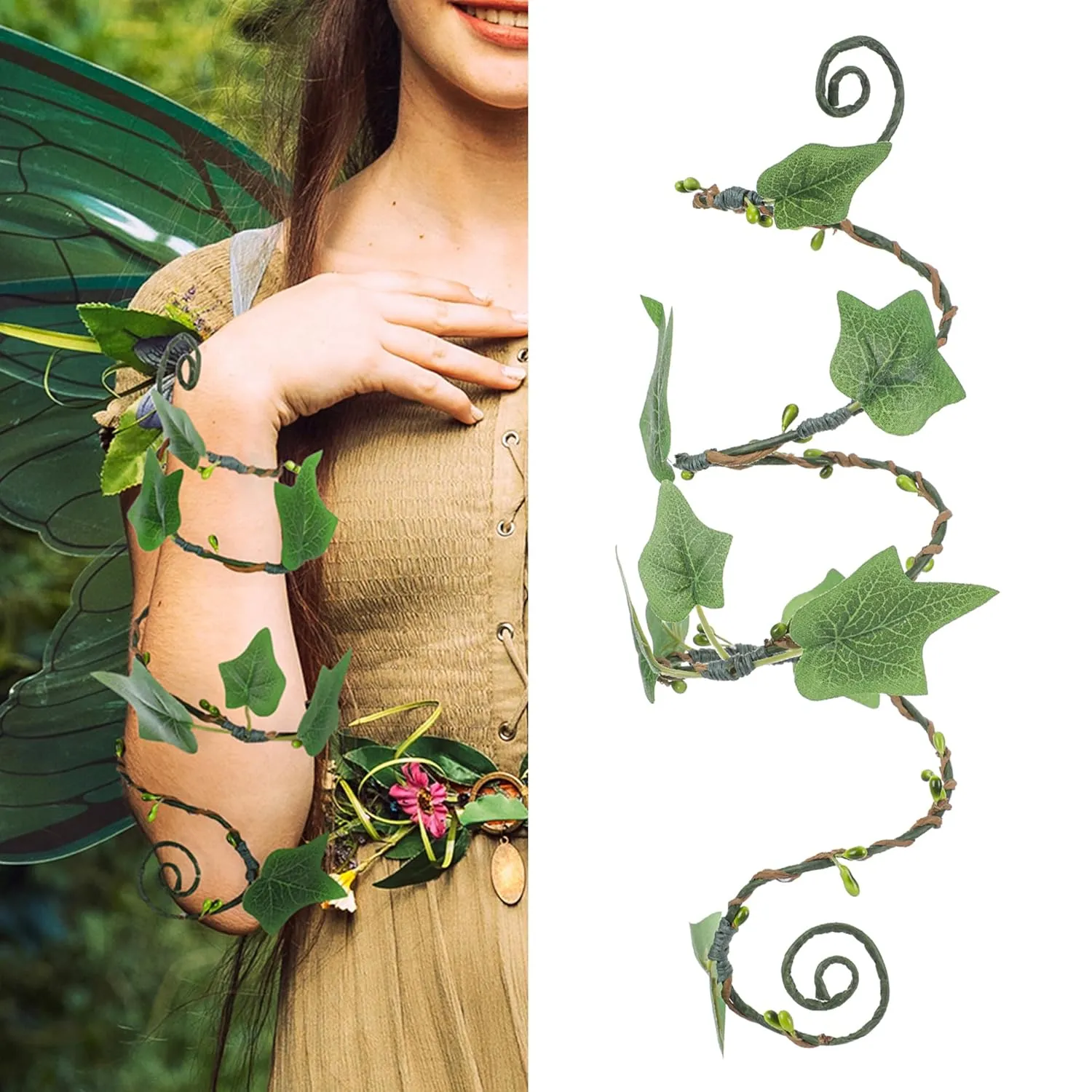 Renaissance Fairy Ivy Arm Wrap - 1 PC Woodland Bracelet Elf Poison Ivy Costume Fantasy Forest Mother Nature Costume Halloween Medieval Wood Nymph Cosplay Aesthetic Accessories for Adult Women