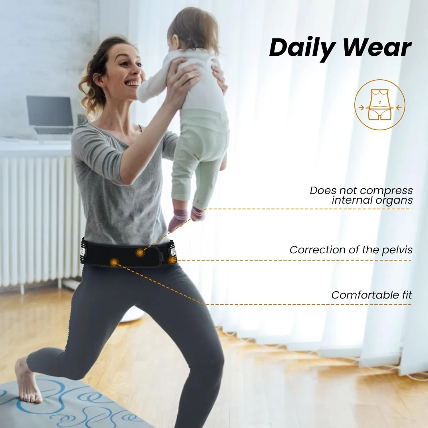 Sacroiliac Belt - SI Joint Belt for Alleviate Sciatica,Joint,Pelvis,Lower Back,Leg and Sacral Nerve Pain Caused by Si Joint Dysfunction -Adjustable Pelvis Hip Belt for Women and Men (XL 47"-56")
