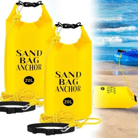 ShinyRelief 2 Set 20L Float Anchor Kit 2 in 1 PWC Sand Anchor Bags with Adjustable Straps, Waterproof Dry Bag for Pool Beach Floats Rafts Pool Chair Umbrella Tent Inflatables Water Sports