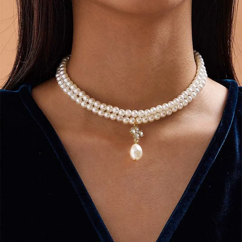 Simulation Pearl Beaded Clavicle Chain Niche Choker Necklace