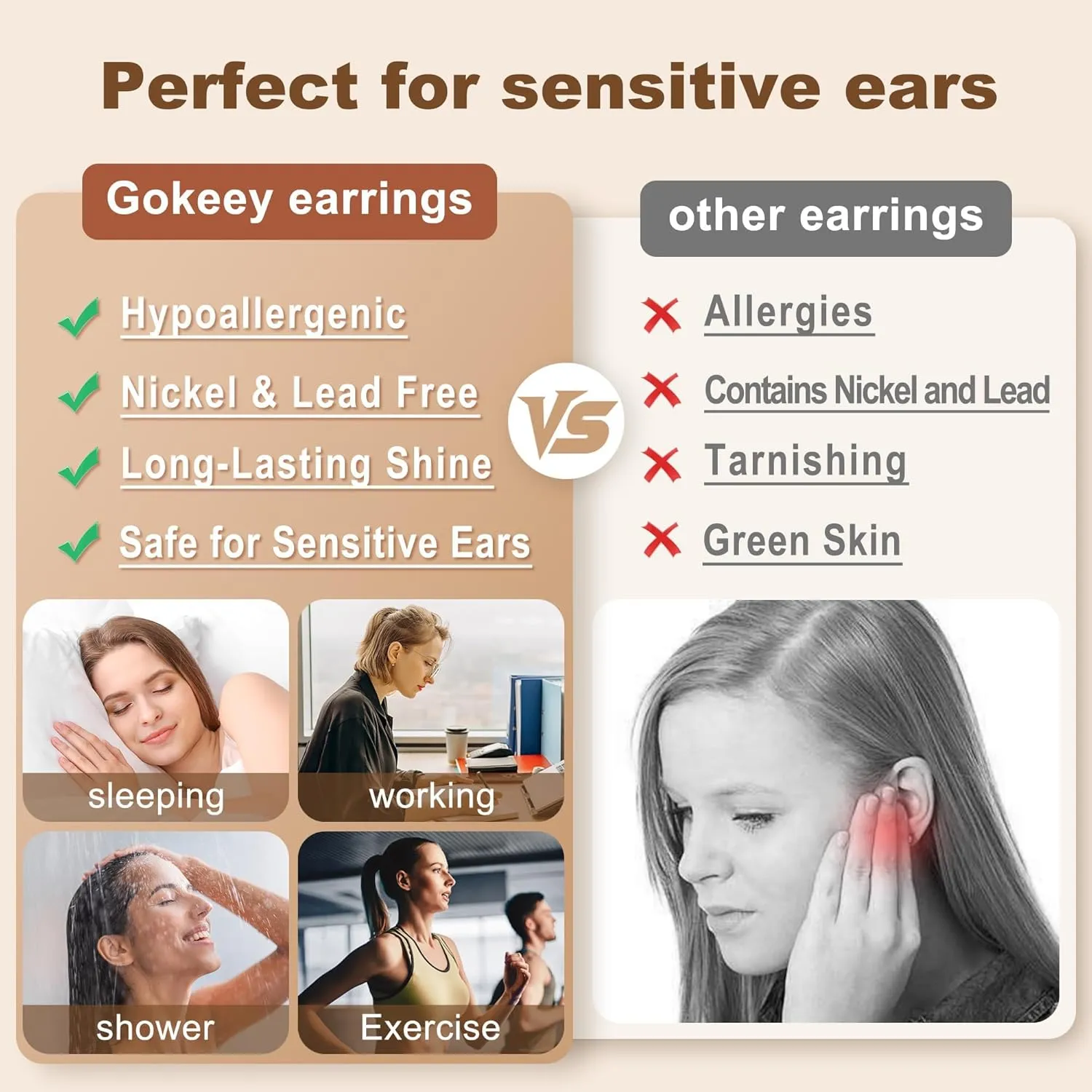 Small Gold Huggie Hoop Earrings Set for Women 14K Real Gold Plated Hypoallergenic Lightweight Earrings for Sensitive Ears Everyday Earrings Sets for Multiple Piercing Cartilage Hoop Earrings Stack Jewelry