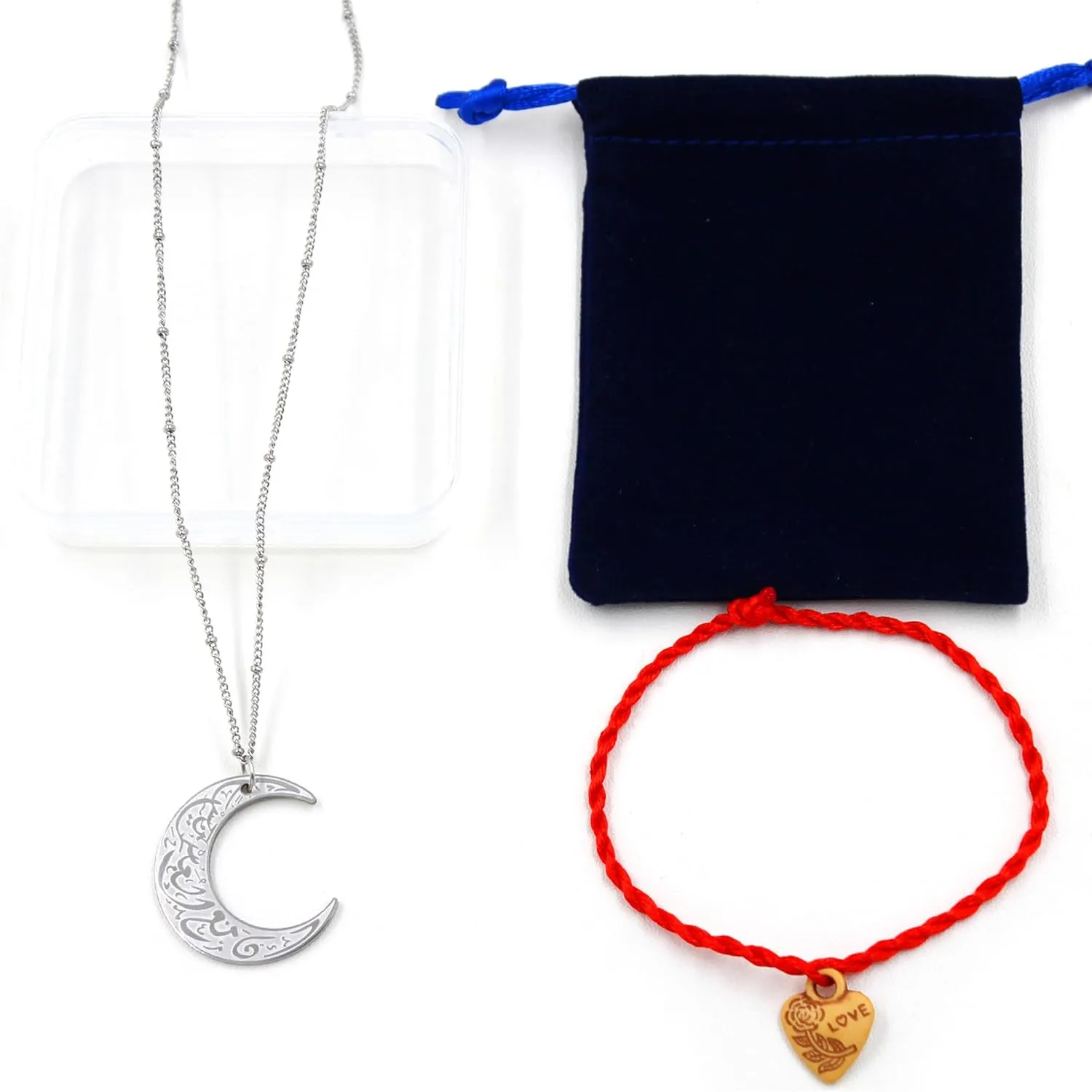 Stainless Steel Arabic Moon Pendant Necklace - Islamic Symbolism Jewelry for Men and Women | Allah Rune Talisman Amulet | Gift for Muslim Believers YA4979