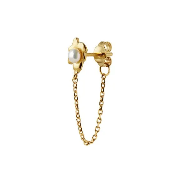 Stine A Shelly Pearl Earring w. Chain Gold 1291-02-S