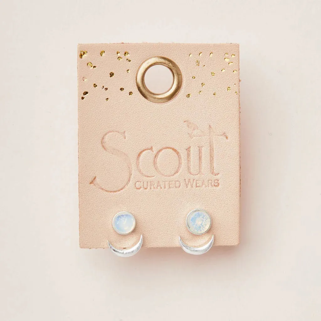Stone Moon Phase Ear Jacket - Opalite/Silver