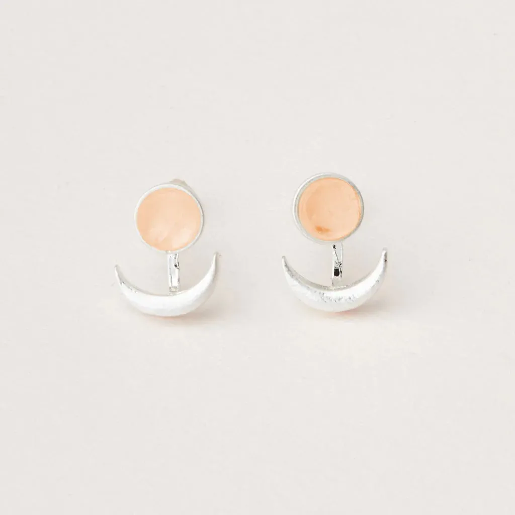 Stone Moon Phase Ear Jacket - Sunstone/Silver