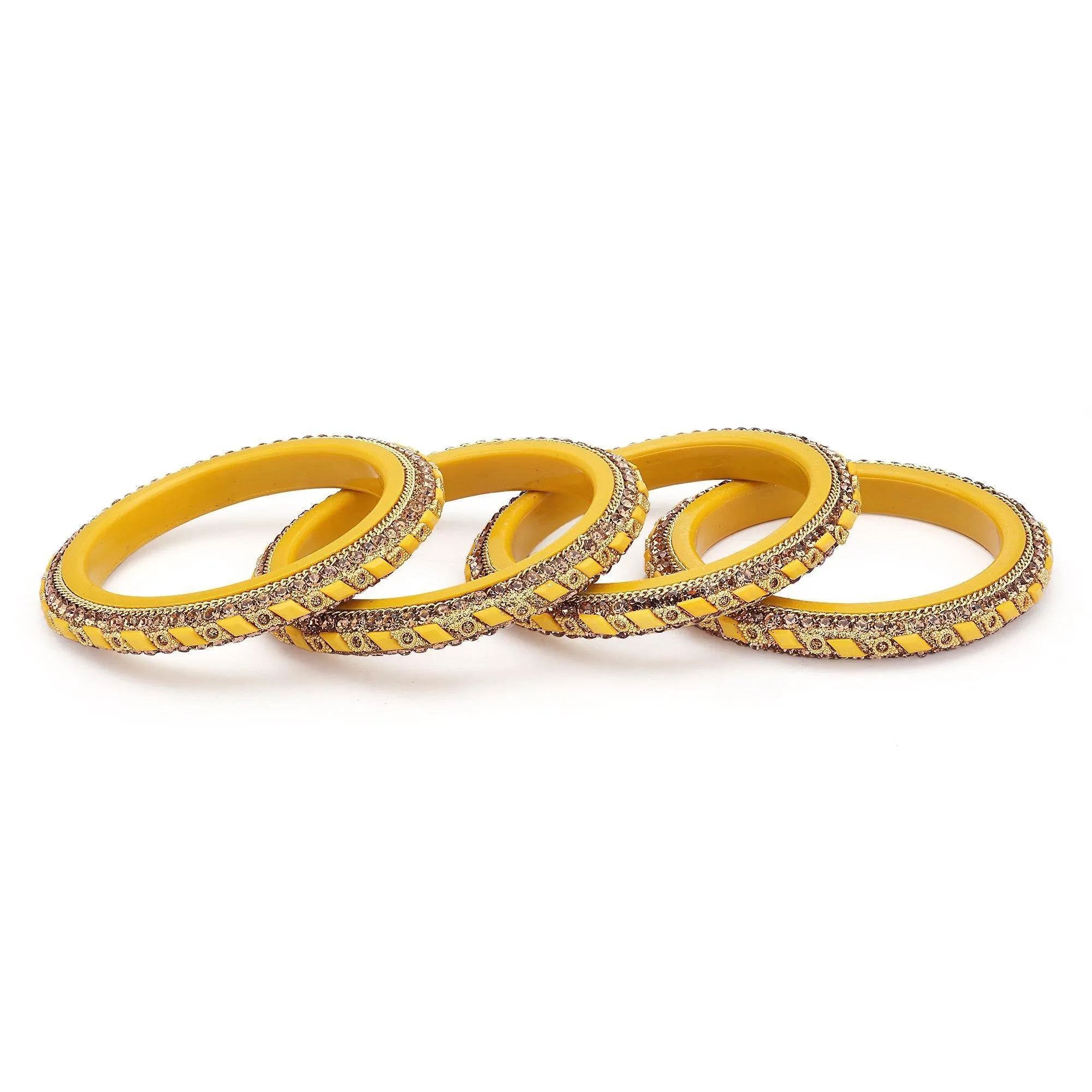 Sukriti Rajasthani Contemporary Yellow Kada Seep Acrylic Bangles for Girls & Women – Set of 4