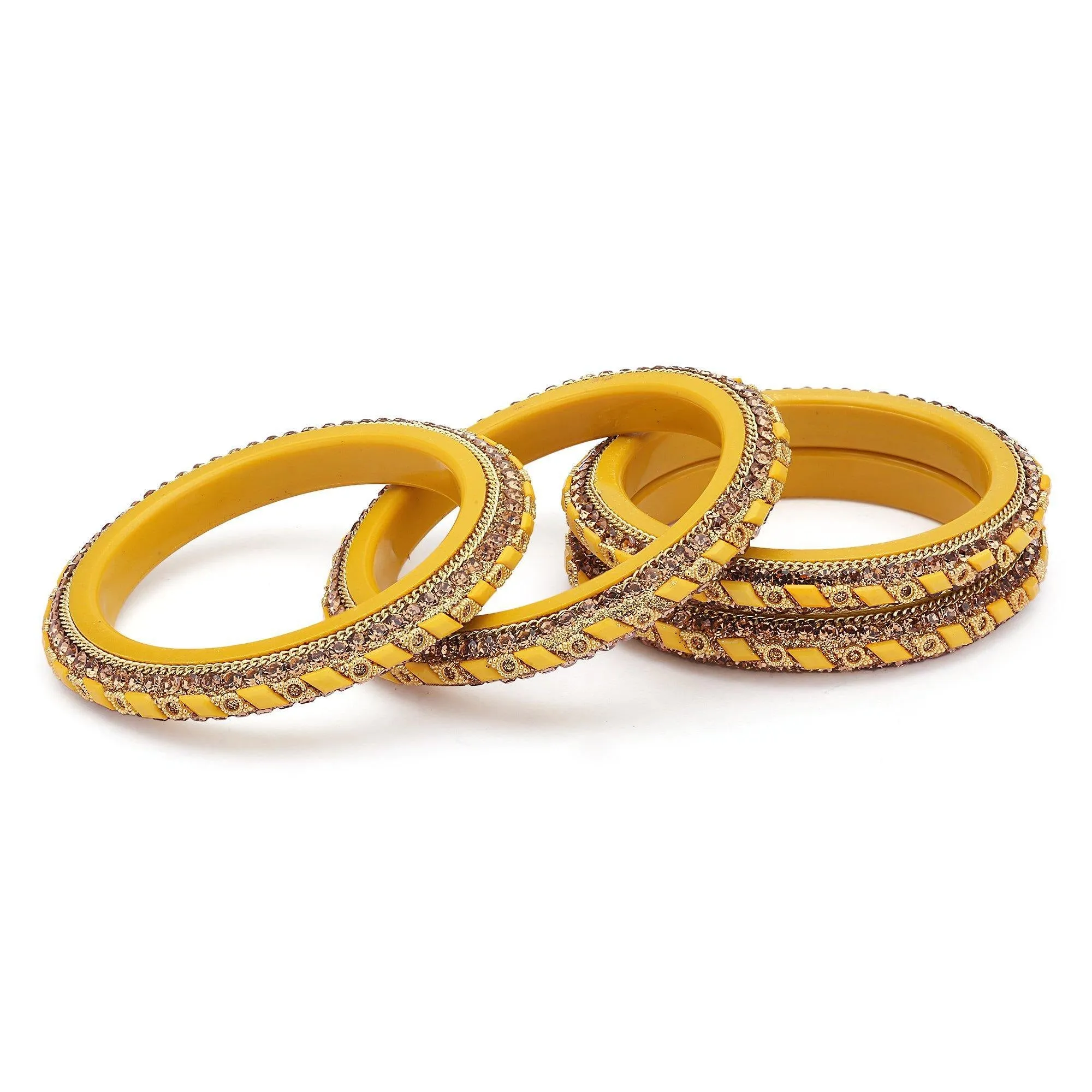 Sukriti Rajasthani Contemporary Yellow Kada Seep Acrylic Bangles for Girls & Women – Set of 4