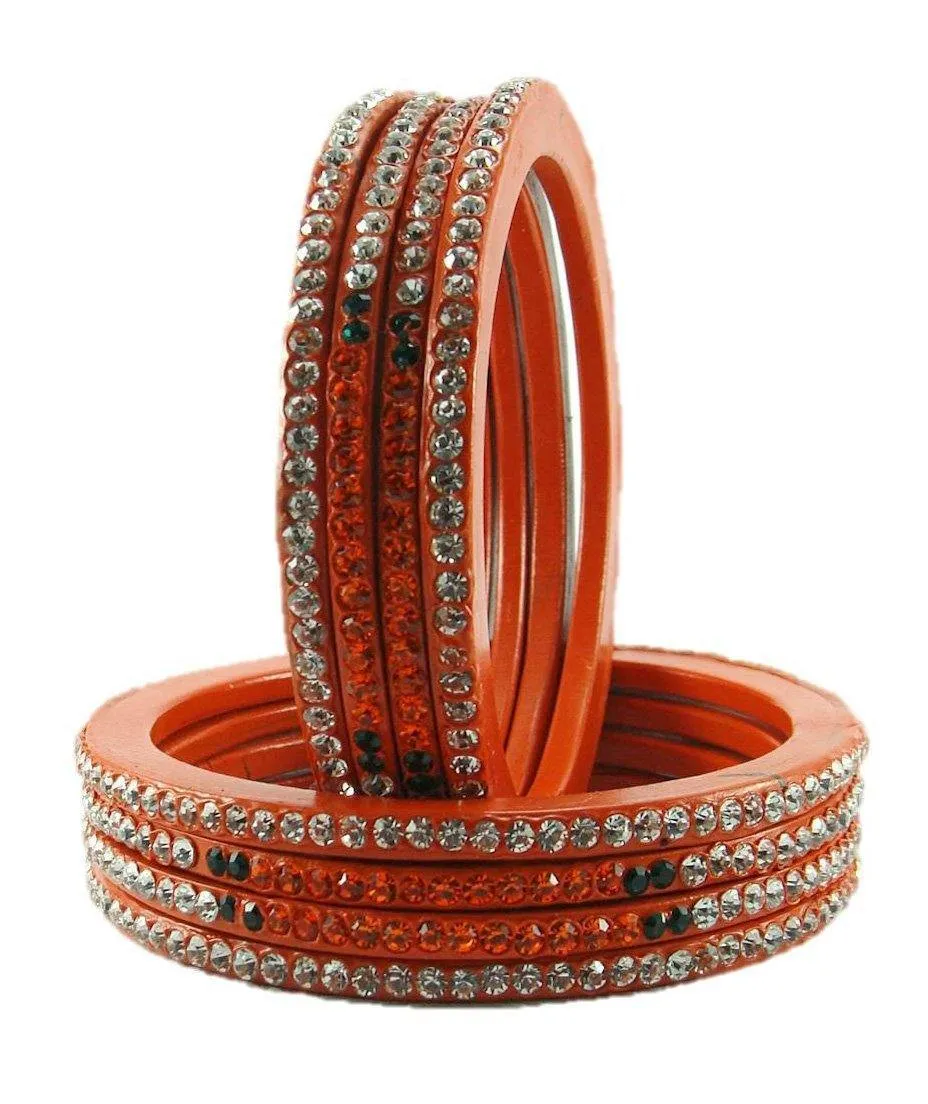 Sukriti Rajasthani Festive Orange Lac Bangles for Women - Set of 8