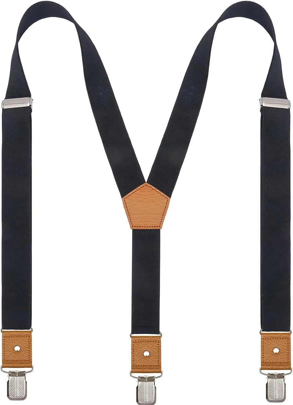 Suspenders for Men Adjustable Y Back Elastic with Strong Clips