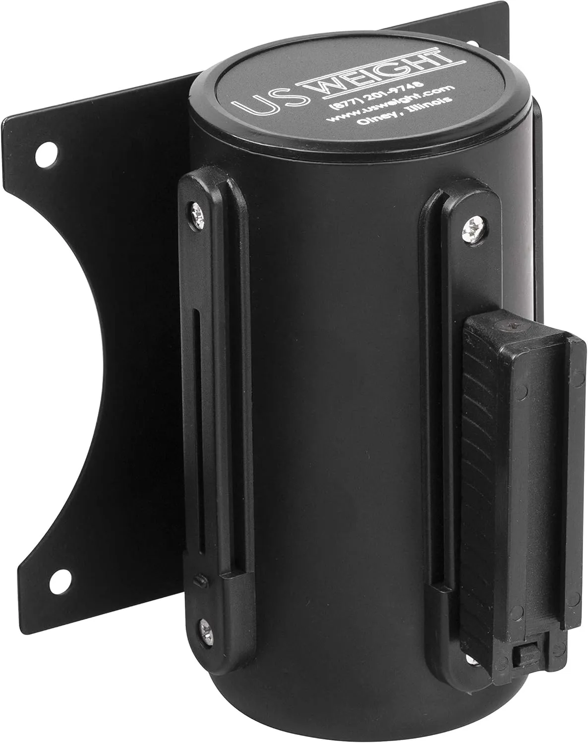 US Weight U2500 Crowd Control Wall Mount with 8' Black Retractable Belt with Safe Braking System and Locking Button