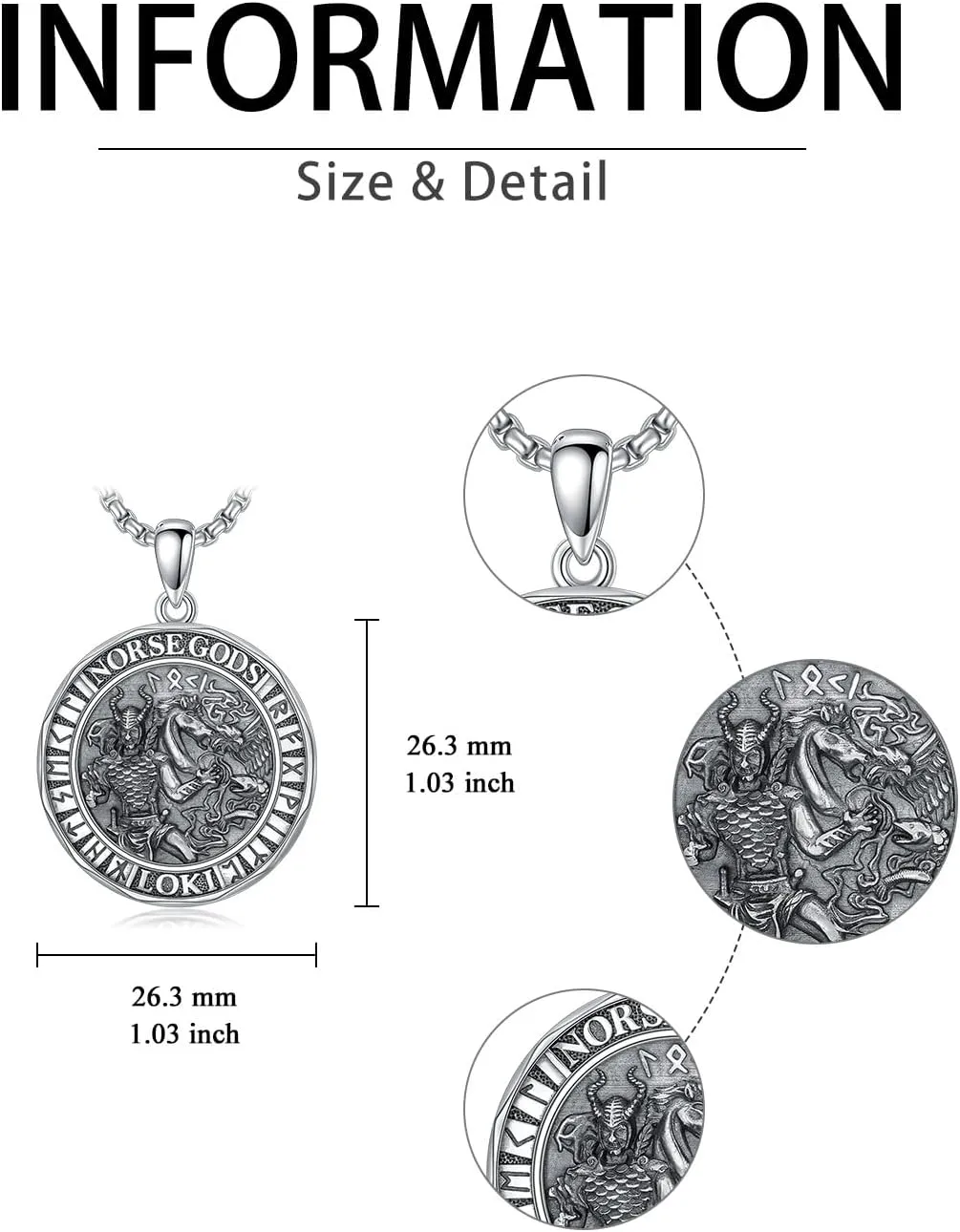 Viking Necklace 925 Sterling Silver Norse Jewelry for Fathers Day Anniversary Birthday Gifts Christmas Gifts for Men