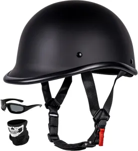 Vintage Motorcycle Half Helmet - Lightweight Low Profile Open-Face Half-Face Helmet  DOT Approved