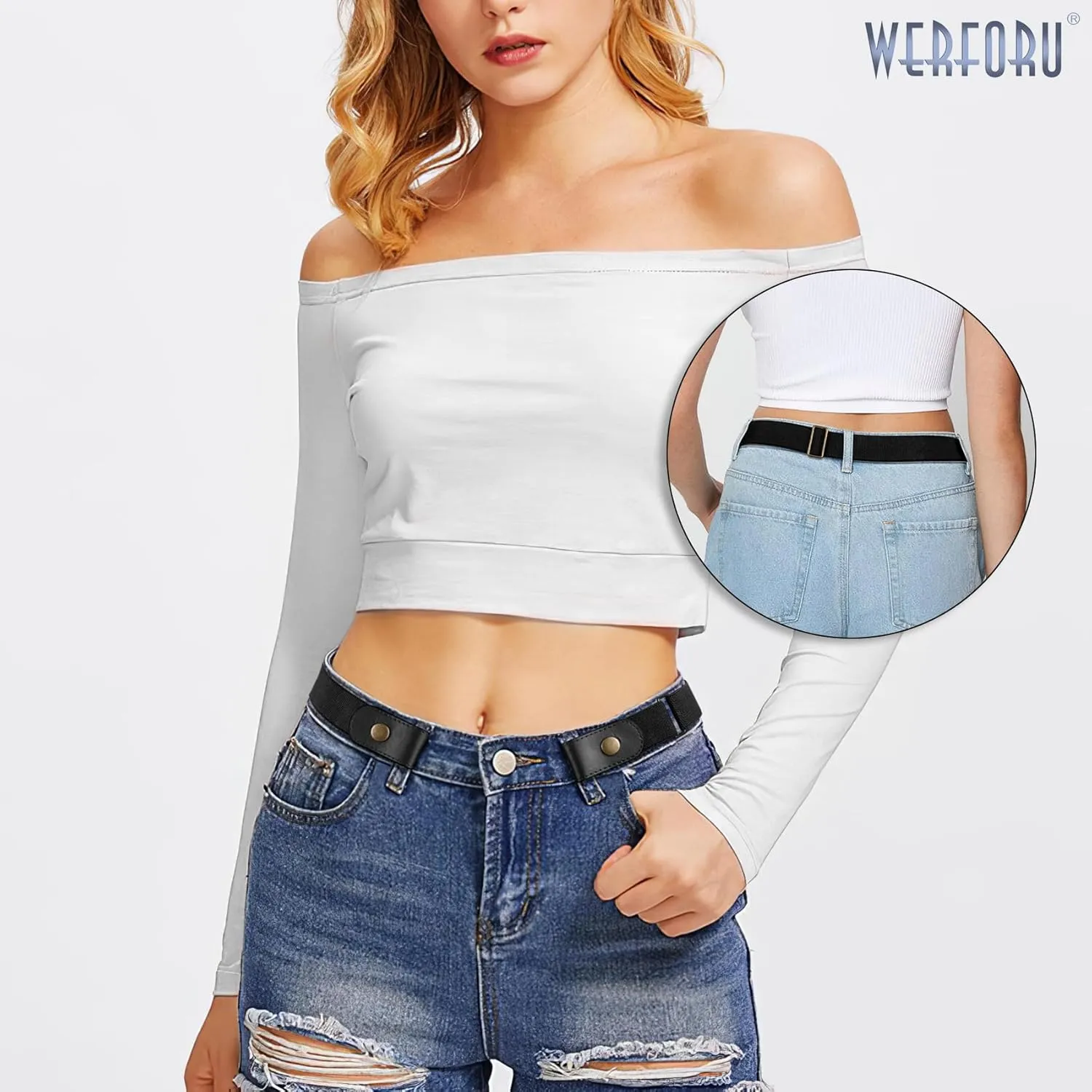 WERFORU No Buckle Stretch Belt for Women and Men Elastic Waist Belt up to 72 Inches for Jeans Pants