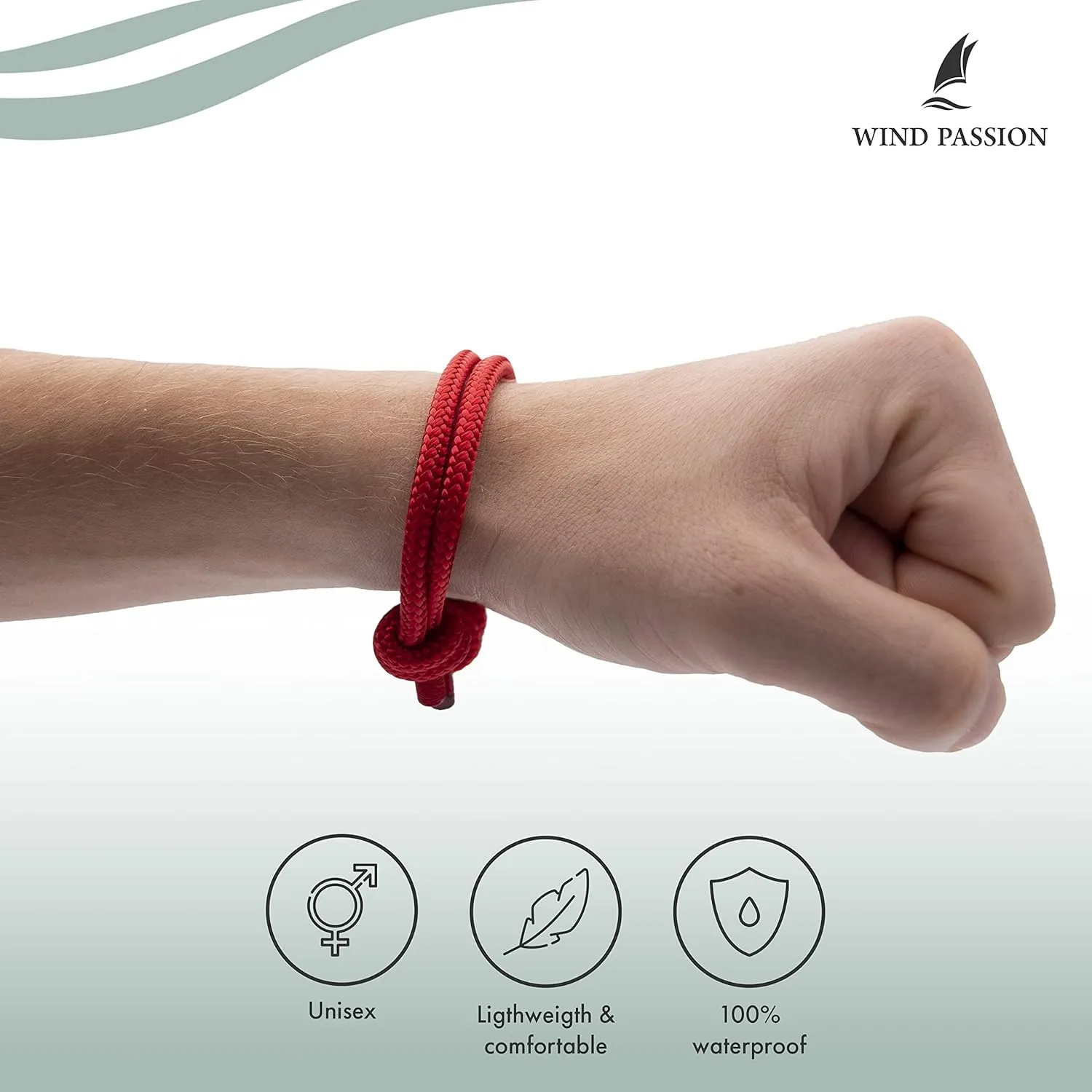 Wind Passion - Rope Bracelet for Men & Women - Adjustable Sailors Knot Paracord Bracelet - Waterproof & Sturdy