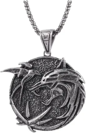 Witcher Medallion Necklace Witcher Necklace for Men Wolf Necklace for Men Wolf Pendant Necklace Noridc Viking Necklace Norse Necklace for men Wolf Jewelry Gifts for Men Witcher Costume Accessories